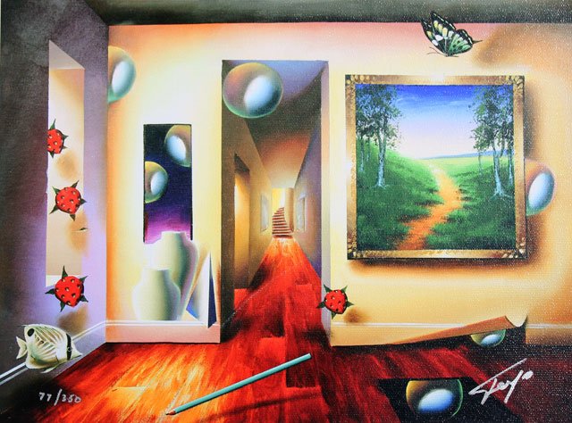 FERJO - DREAMLIKE CORRIDOR: Artist: Ferjo. Title: DREAMLIKE CORRIDOR. Medium: . Image Size: 9" x 12".. __________Artist Biography: Fernando de Jesus Oliveira (known as Ferjo) was born in Bahia, Brazil in 1946.A master of perspec