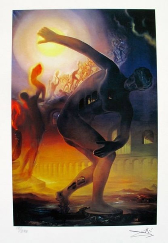 SALVADOR DALI COSMIC ATHLETE FACSIMILE SIGNED &: This Is A Limited Edition Giclee Titled "poetry Of America, Cosmic Athlete" By Salvador Dali. This Piece Is Facsimile Signed On The Lower Right. Pencil Numbered From An Edition Of 375. Paper Measures 