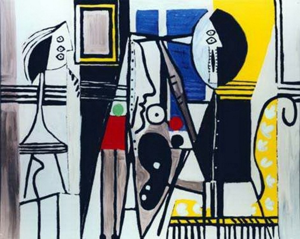 #45 PAINTER IN THE STUDIO PICASSO ESTATE SIGNED GICLÉE: This Is A Pablo Picasso Giclée Lithograph Print Titled "painter In The Studio." This Artwork Is Magnificent With Brilliant Rich Colors And Visual Sweep. This Is An Authentic Estate Approved Limited E