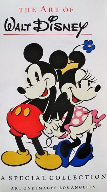 WALT DISNEY 1973 MICKEY & MINNIE MOUSE ART SERIGRAPH: This Is A Genuine Walt Disney Serigraph By Walt Disney Studios. This Is A Rare Promotional Poster In Excellent Condition Featuring Mickey & Minnie Mouse For The 1973 Picture Book By Christopher Finch.