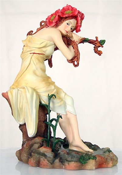 SUMMER MAIDEN FROM FOUR SEASONS BY MUCHA: Summer Maiden From Four Seasons By Mucha - Size: 8"h X 6"w X 4.25"d Item Type: Art Nouveau Statue Material: Resin With Hand-painted Color Details Weight (lbs): 2 Lbs - 5 Lbs - The Four Seasons - Summe