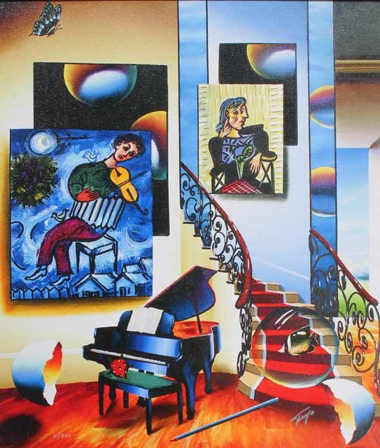 FERJO - FIDDLER: Artist: Ferjo. Title: FIDDLER. Medium: . Image Size: 24" x 20".. __________Artist Biography: Fernando de Jesus Oliveira (known as Ferjo) was born in Bahia, Brazil in 1946.A master of perspective, Ferj