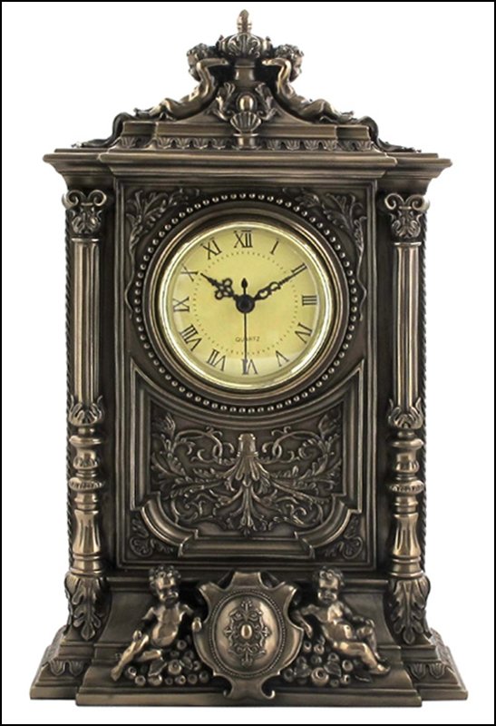 BAROQUE 4 CHERUBS CLOCK - COLD CAST BRONZE: Baroque 4 Cherubs Clock - Material - Cold Cast Bronze - Size - 13