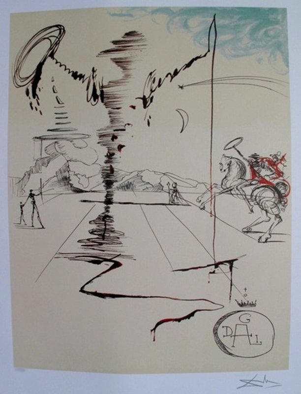 SALVADOR DALI CHAVALIER LIMITED EDITION LITHOGRAPH: This Is A Salvador Dali Lithograph Titled "chavalier". Made On Archival Quality Paper, Facsimile Signed And Pencil Numbered From An Edition Of 500. This Piece Measures 23½" X 18". In Excellent Condit