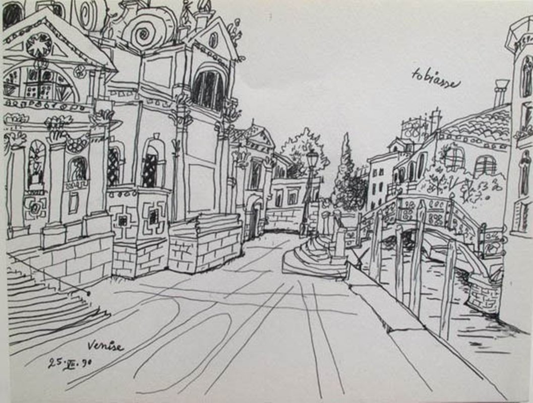 THEO TOBIASSE "VENISE VII 25" FROM VENISE SUITE 1990: This Is A Lithograph Titled "venise Vii #25" By Theo Tobiasse. This Piece Is Signed In The Plate. Measures 9.5" X 12". Published In 1990 From The Venise Vii Suite. Come Unframed. In Excellent Conditio