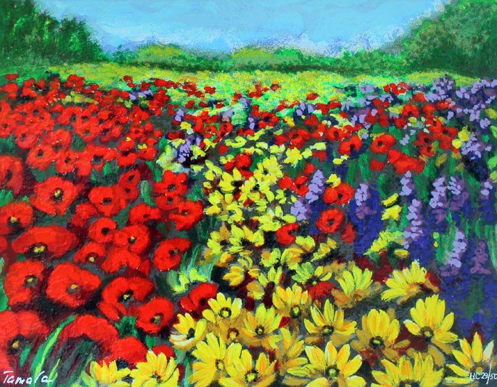 TAMARA SPOLIANSKI - FLOWER LANDSCAPE I: Artist: Tamara Spolianski. Title: Flower Landscape I. Medium: . Image Size: 10" X 13". Paper Size: 12" X 15". Limited Edition Size: Hc50. __________artist Biography: Tamara Spolianski Was Born In Uzbe