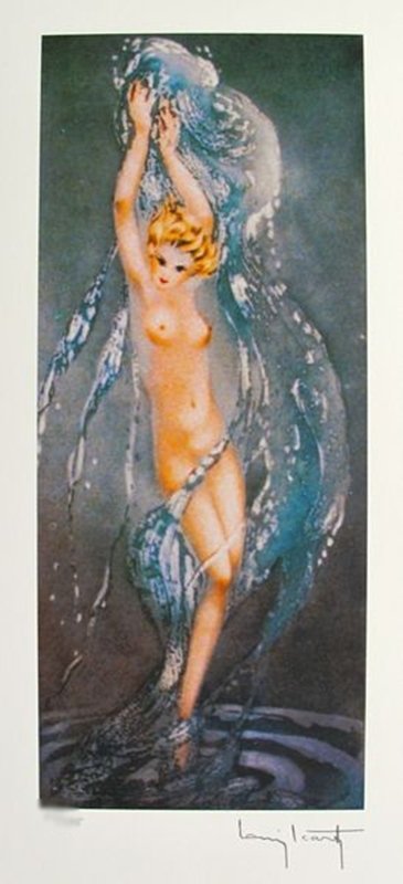 LOUIS ICART FOUNTAIN FACSIMILE SIGNED LIMITED ED.: This Is A Louis Icart Small Giclee Titled "fountain". This Giclee Is Facsimile Signed On The Lower Right Which Means It Bears A Copy Of Icarts' Signature. This Piece Is Pencil Numbered From An Edition
