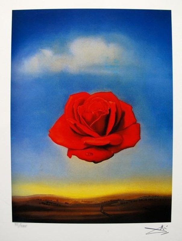 SALVADOR DALI MEDITATIVE ROSE FACSIMILE SIGNED &: This Is A Limited Edition Giclee Titled "meditative Rose" By Salvador Dali. This Piece Is Facsimile Signed On The Lower Right. Pencil Numbered From An Edition Of 375. Paper Measures 14" X 10.5". Image