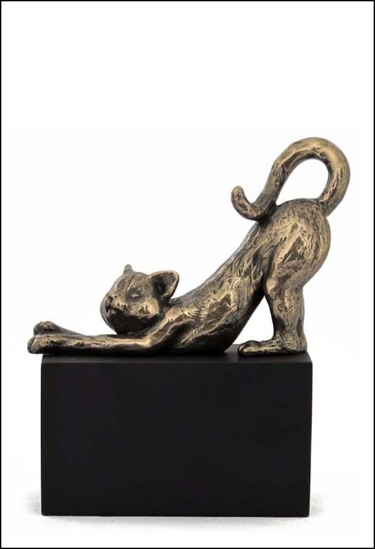 CAT - COLD CAST BRONZE: Cat - After A Nice Nap - Material - Cold Cast Bronze - Size - 4 1/4