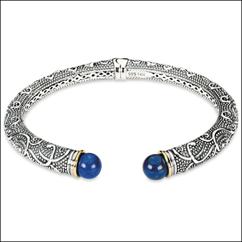 GENUINE LAPIS CABOCHON BRACELET: GENUINE LAPIS CABOCHON BRACELET - Ster_14Ky / 08.00 Mm / P / Genuine Lapis Cab Bracelet - Weight: 21.4DWT - GramWeight: 33.28