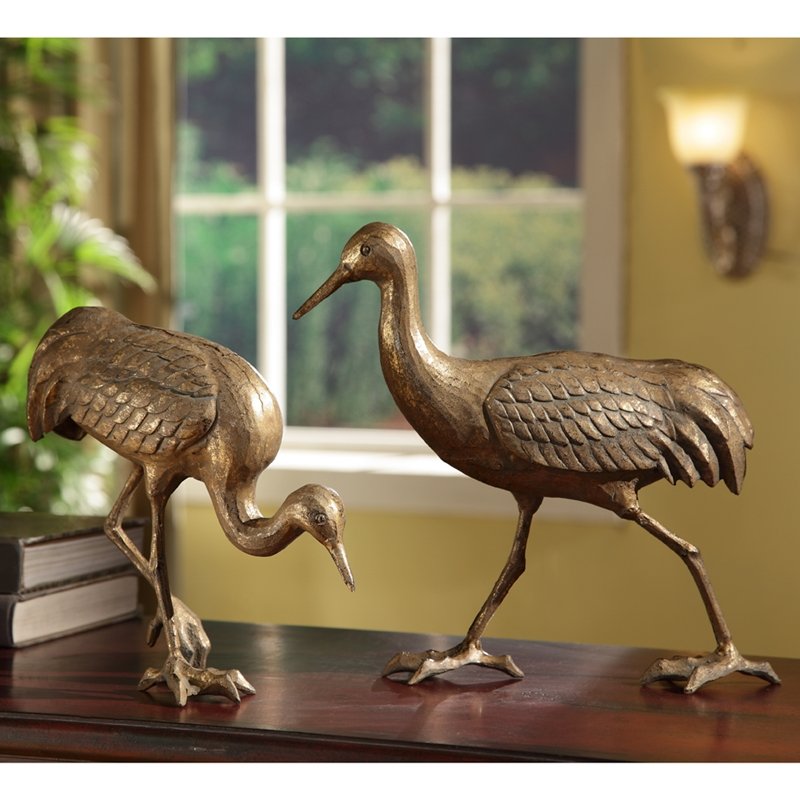 PAIR OF CRANES: Pair of Cranes - Weight: 5.5 Lbs - Size: 11"H 9"H - Material: CAST IRON