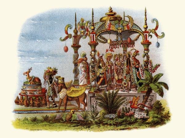 UNKNOWN - MARRIAGE - MARDI GRAS PARADE FLOAT DESIGN: Unknown - Marriage - Mardi Gras Parade Float Design - 40 X 30 In. - This Giclée Print Is Gallery Stretched And Ready To Hang Or Lean Against A Wall, Or Display On An Easel. - A Giclée Print Is The H
