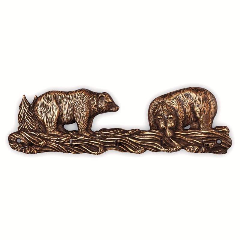BEAR PAIR KEY HOOK: Bear Pair Key Hook - Weight: 0.000 Lbs - Size: 3"H 10"W 1"D - Material: Brass