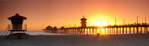 Sean Davey - SD354 Surf City Sunset by Sean Davey: Sean Davey is a professional photographer. Giclee on canvas - 8x24
