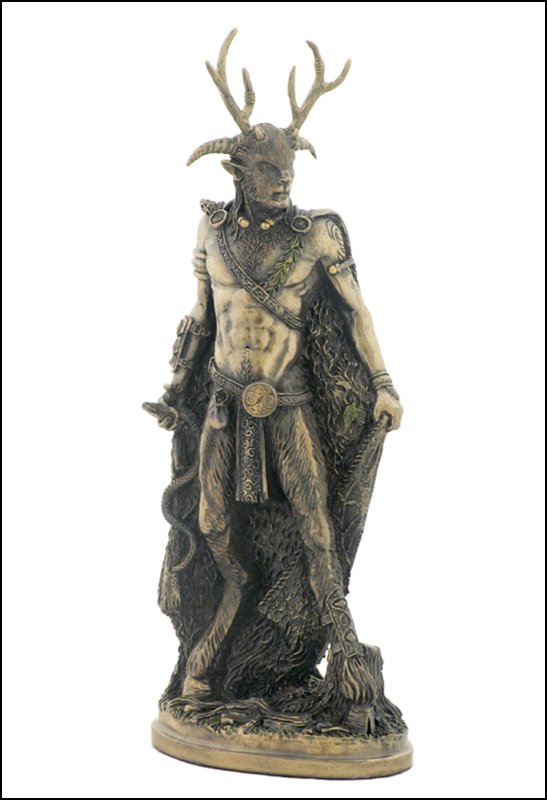 CELTIC GOD - COLD CAST BRONZE: Celtic God - Cernunnos - Standing - Material - Poly Stone - Size - 11 1/4