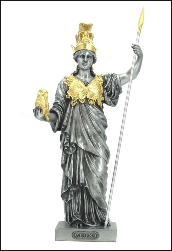 ATHENA - GREEK GODDESS OF WISDOM AND WAR (MPW+COLOR): Athena - Greek Goddess Of Wisdom And War (mpw+color) - Material - Cold Cast Pewter - Size - (h) 14 1/4