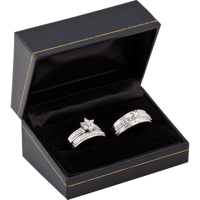 COMPLETE TRIO WEDDING SET: COMPLETE TRIO WEDDING SET - Sterling Silver / Bridal Trio / 09.00 And 12.00 / Complete With Stone / Round / Various / Polished / .013 Ctw Complete Trio Wed Set - Weight: 11.76DWT - GramWeight: 18.29 -