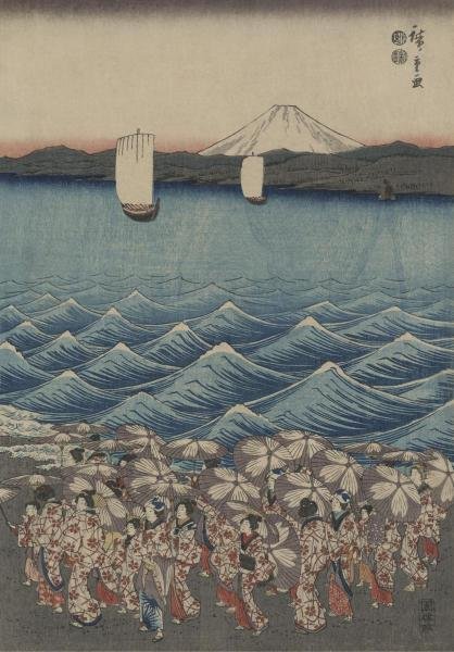 ANDO HIROSHIGE - OPENING CELEBRATION OF BENZAITEN: Ando Hiroshige - Opening Celebration Of Benzaiten Shrine At Enoshima In Soshu. - 20 X 30 In. - This Giclée Print Is Gallery Stretched And Ready To Hang Or Lean Against A Wall, Or Display On An Easel.
