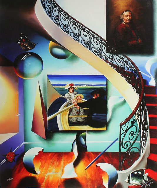 FERJO - STAIRWAY TO THE MASTERS II: Artist: Ferjo. Title: STAIRWAY TO THE MASTERS II. Medium: . Image Size: 30" x 24".. __________Artist Biography: Fernando de Jesus Oliveira (known as Ferjo) was born in Bahia, Brazil in 1946.A master o