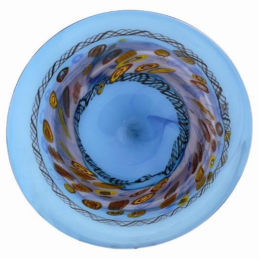 HAND BLOWN - PLATE: STAND INCLUDED: Hand Blown Art Glass - Plate: Stand Included - Dimensions: D=21" - This Is A Hand Blown One-of-a-kind Piece Of Art Glass. As Such, Color And Pattern Variations Should Be Expected.