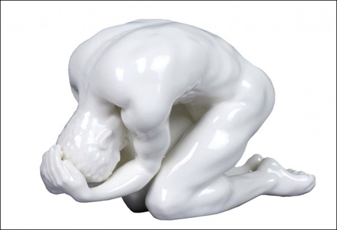 NUDE MALE: Nude-male-0(glazed) - Material - Fine Porcelain - Size - (l) 6 1/4