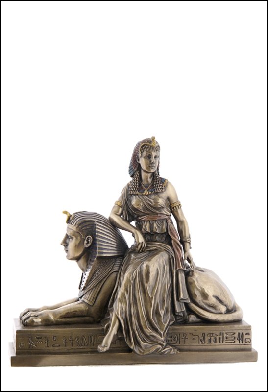 CLEOPATRA SITTING ON A STATUE OF SPHINX - COLD CAST: Cleopatra Sitting On A Statue Of Sphinx - Material - Cold Cast Bronze - Size - 9 3/4