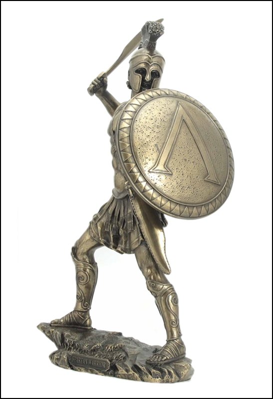 SPARTAN WARRIOR WITH SWORD AND HOPLITE SHIELD - COLD: Spartan Warrior With Sword And Hoplite Shield - Material - Cold Cast Bronze - Size - 13 1/4