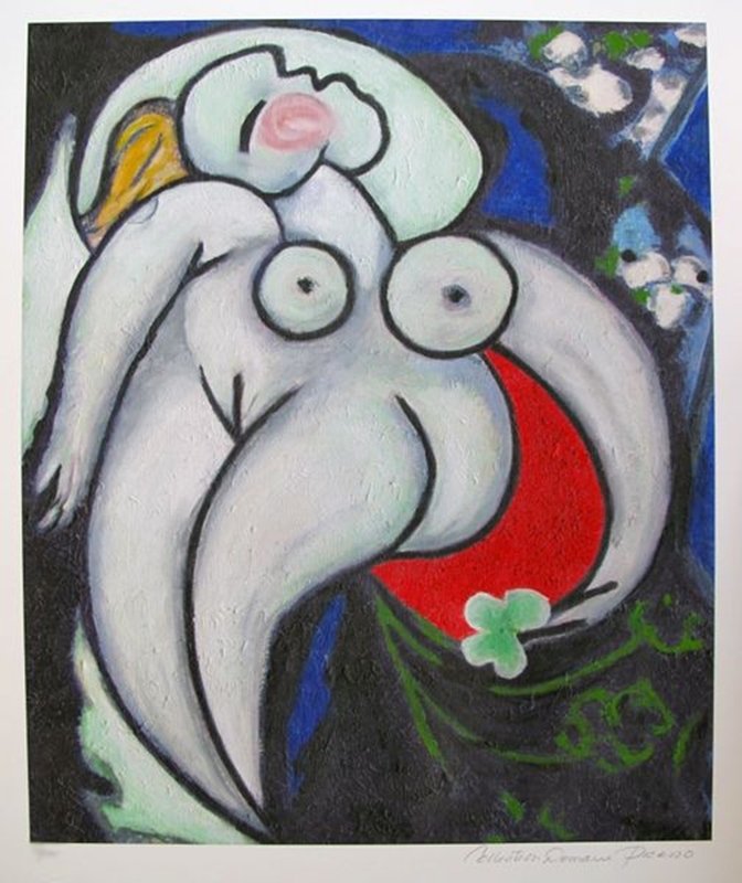#68 RECLINING NUDE PICASSO ESTATE SIGNED GICLÉE: This Is A Pablo Picasso Giclée Lithograph Print Titled "reclining Nude." This Artwork Is Magnificent With Brilliant Rich Colors And Visual Sweep. This Is An Authentic Estate Approved Limited Edition 