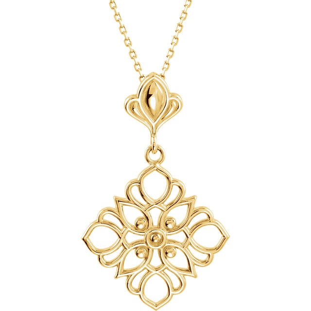 DECORATIVE DANGLE PENDANT OR NECKLACE: DECORATIVE DANGLE PENDANT OR NECKLACE - 14K Yellow / Necklace / Complete No Setting / 18.00 Inch / Polished / Precious Metal Fashion Nck - Weight: 0.8DWT - GramWeight: 1.24