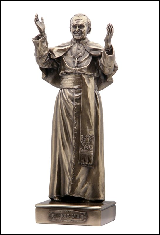 POPE JOHN PAUL II - COLD CAST BRONZE: Pope John Paul Ii - Material - Cold Cast Bronze - Size - 10 3/4