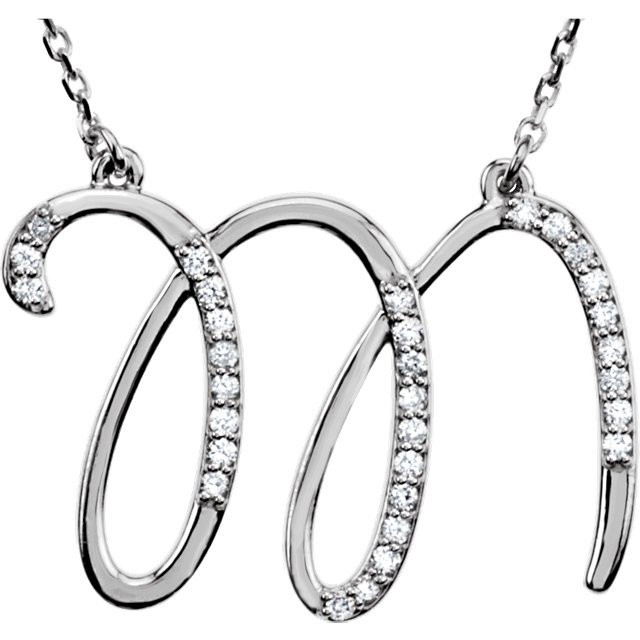 DIAMOND INITIAL NECKLACE: DIAMOND INITIAL NECKLACE - Ster / M 1/6 Ct Tw / P / Diamond Necklace - Weight: 1.6953DWT - GramWeight: 2.64