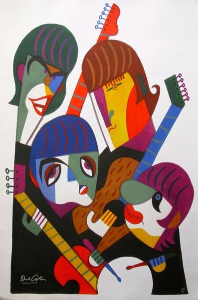 DAVID COWLES "JOHN PAUL GEORGE RINGO" BEATLES HAND: You Will Be Bidding On A Hand Signed Original Giclee On Canvas Titled “john, Paul, George And Ringo” By David Cowles. Hand Signed By The Artist. This Piece Is Marked As A Rare Gallery Proof. Canva