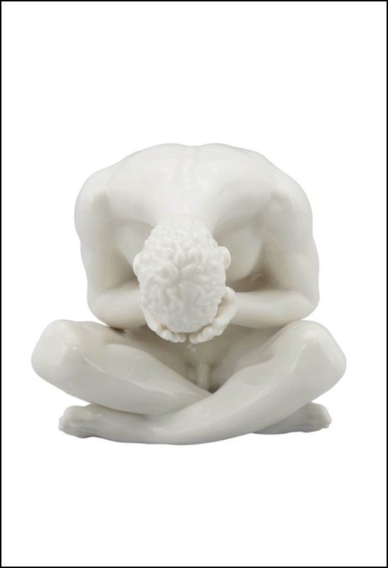 NUDE MALE: Nude-male-0123(glazed) - Material - Fine Porcelain - Size - (l) 4 1/4
