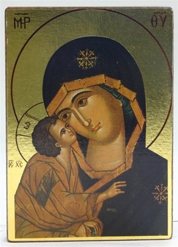 VIRGIN MARY AND CHILD DEVOTIONAL ICON: Virgin Mary And Child Devotional Icon - Size: 5.5"h X 4"w X 0.75"d Item Type: Icon Plaque Material: Print On Hard Backing Weight (lbs): 0.25 Drop - Icon Made In The Tradition Of Ancient Byzantine Icon