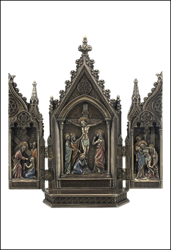CALVARY TRIPTYCH - COLD CAST BRONZE: Calvary Triptych - Material - Cold Cast Bronze - Size - 8 1/8
