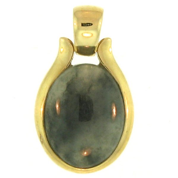 NATURAL GREY JADE PENDANT: This Is A-one-of-a-kind - Natural Grey Jade Pendant - Metal: Yellow Gold Karat: 14k Stone Size: 12x16 - This Is Guaranteed Grade A Jade (jadeite)