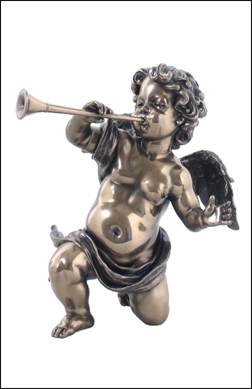 CHERUBS - BRONZE: Cherubs - Trumpet - Material - Cold Cast Bronze - Size - 6 7/8