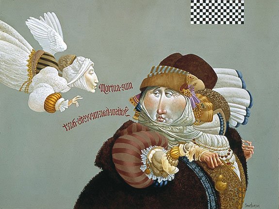VISITATION/PREOCCUPATION - JAMES C. CHRISTENSEN: Visitation/preoccupation - James C. Christensen - Hand Signed - Hand Signed - Limited Edition Print - - Image Size: 21 1/4"w X 16"h. Edition Size:750 - How often do we find ourselves too preoccupied w