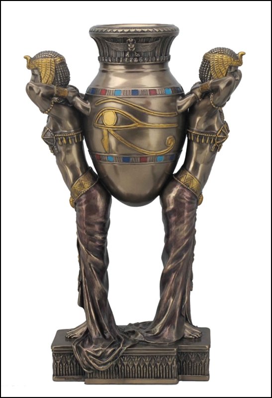 ART DECO EGYPTIAN WOMEN CARRYING A VASE - BRONZE: Art Deco Egyptian Women Carrying A Vase - Material - Cold Cast Bronze - Size - 15 3/8