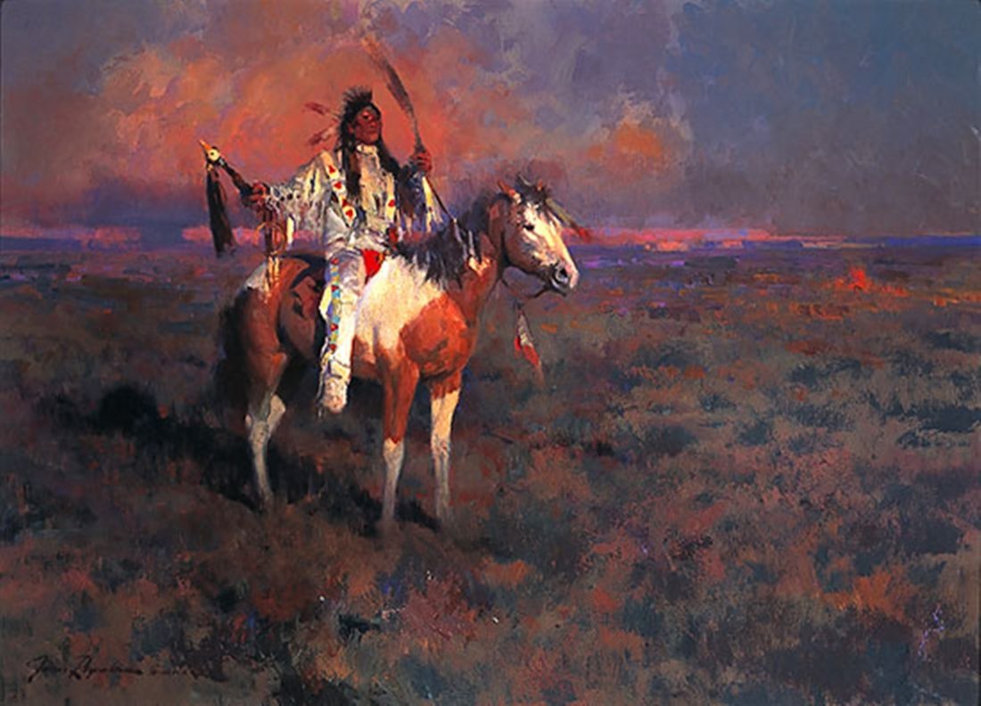 MYSTIC OF THE PLAINS - JAMES REYNOLDS: Mystic Of The Plains - James Reynolds - Hand Signed - Limited Edition Print - Image Size: 24"w X 17 1/4"h. Edition Size:1000 - "It's difficult for me to express a philosophy about my work," said artis