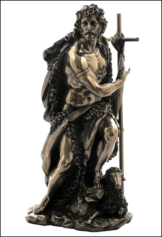 ST. JOHN THE BAPTIST - BRONZE: St. John The Baptist - Material - Cold Cast Bronze - Size - 9 1/2