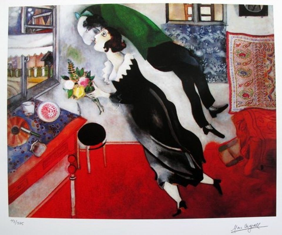 MARC CHAGALL BIRTHDAY LIMITED ED. GICLÉE: This Is A Marc Chagall Giclee Lithograph Print Titled "birthday". This Is Facsimile Signed On The Lower Right And Is Pencil Numbered On The Lower Left From An Edition Of 375. Measures Approximately 17