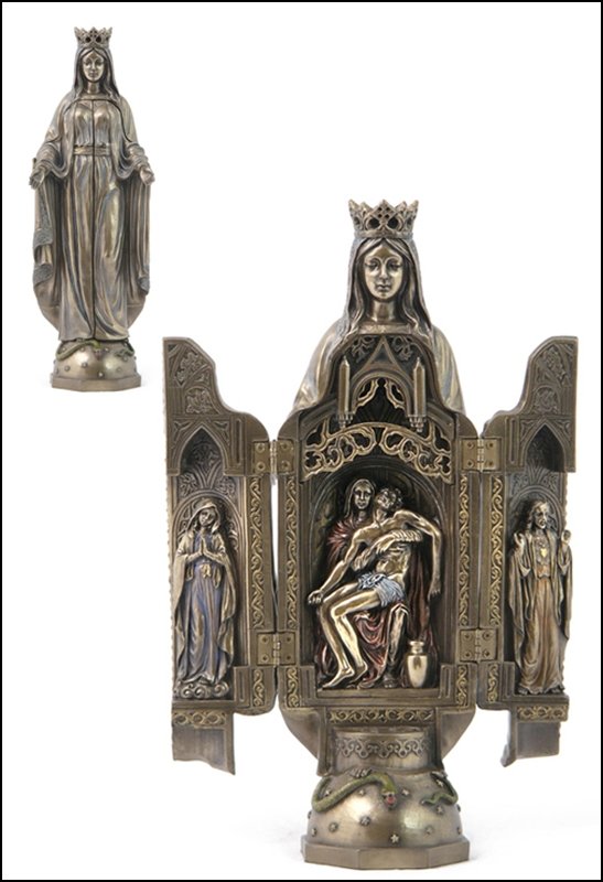 LADY OF GRACE? WITH POLYPTYCH SCULPTURE OF PIETA -: ?ady Of Grace?with Polyptych Sculpture Of Pieta - Material - Cold Cast Bronze - Size - 11 1/4