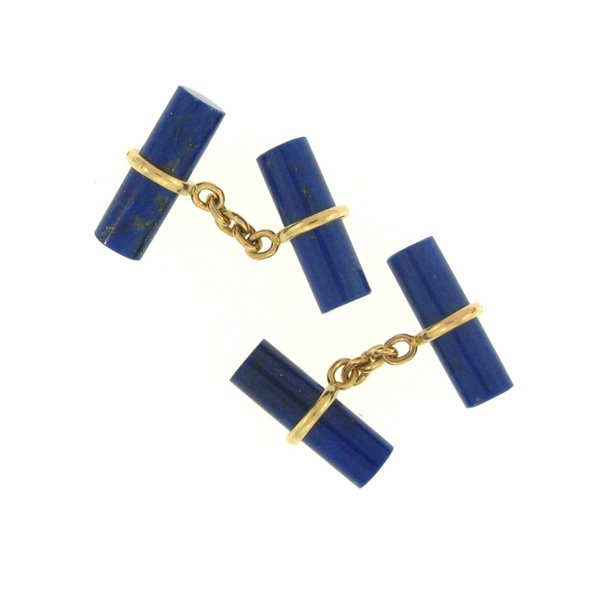 NATURAL LAPIS JADE CUFFLINK: This Is A-one-of-a-kind - Natural Lapis Jade Cufflink - Metal: Yellow Gold Karat: 14k Stone Size: 6x18mm - This Is Guaranteed Grade A Jade (jadeite)