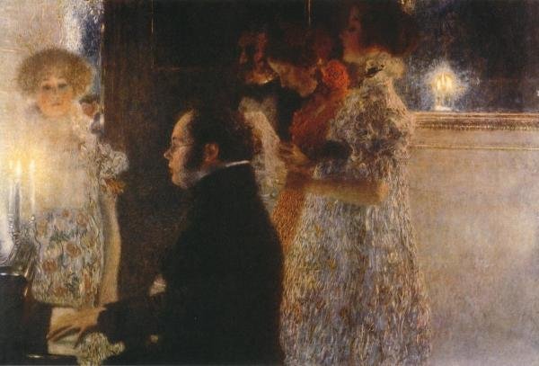 GUSTAV KLIMT - SCHUBERT AT THE PIANO 1899: Gustav Klimt - Schubert At The Piano 1899 - 22 X 15 In. - This Giclée Print Is Gallery Stretched And Ready To Hang Or Lean Against A Wall, Or Display On An Easel. - A Giclée Print Is The Highest Qua