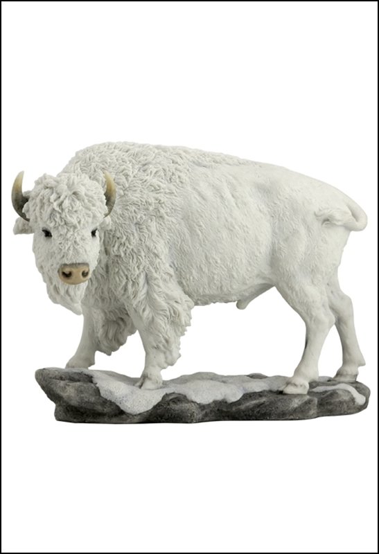 WHITE BISON: White Bison - Material - Poly Stone - Size - (l) 10 3/4