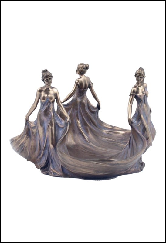 THREE COURTSEYING MAIDEN TRAY - BRONZE: Three Courtseying Maiden Tray - Material - Cold Cast Bronze - Size - 9 1/8