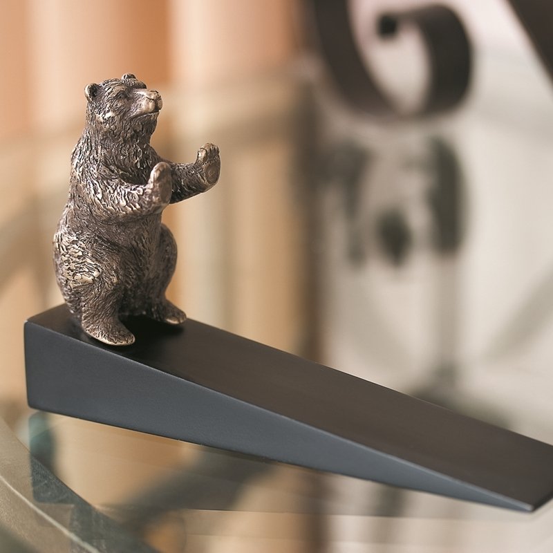 BEAR DOORSTOP: Bear Doorstop - Weight: 0.5 Lbs - Size: 4"H 6.5"W 1.5"D - Material: Brass