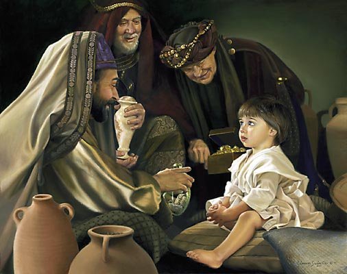 THE HOLY MEN - LIZ LEMON SWINDLE: The Holy Men - Liz Lemon Swindle - Hand Signed - Limited Edition Print - Image Size: 15"w X 12"h. Edition Size:950 - Cameras roll and actors proffer gifts to the Child born to be King of Kings. With w