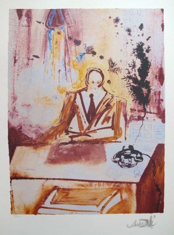 SALVADOR DALI THE BUSINESSMAN LIMITED EDITION: This Is A Salvador Dali Limited Edition Lithograph Titled "the Businessman". This Lithograph Is Facsimile Signed Which Means It Has A Copy Of Dali's Signature On It. This Subject Is Numbered From An E